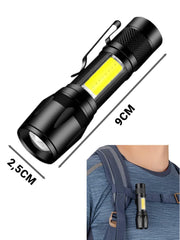 Mini Torcia LED Aluminium Zoom Ricaricabile