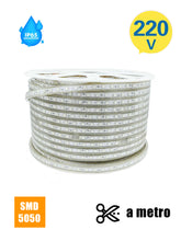 Striscia LED 220V SMD5050 60LED/m IP67 su Misura Luce Bianca/Blu