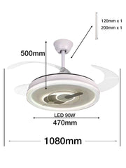 Ventilatore da Soffitto a Luce LED con Pale Pieghevoli 9041