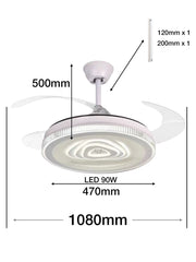 Ventilatore da Soffitto a Luce LED con Pale Pieghevoli 9043