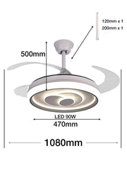 Ventilatore da Soffitto a Luce LED con Pale Pieghevoli 8003