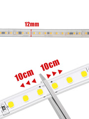 Striscia LED 220V SMD2835 120L IP65 su Misura Luce Bianca Alta Luminosità con Aesivo 3M