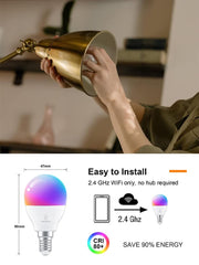 Lampadine LED Smart Inteligente WiFi G45 5.5W RGB & 2700K-6500K E14