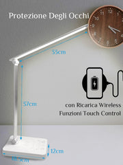 Lampada da Scrivania LED con Ricarica Wireless Protegge L'occhio 6.5w