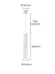 Pendente Led Tubo Evo Nero/Bianco 5w