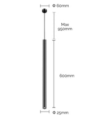 Pendente Led Tubo Evo Nero/Oro Scuro 5w 3000K