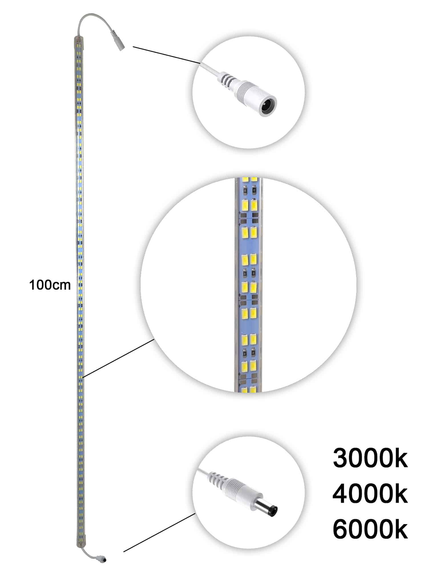 Striscia LED barra luminosa rigida profilo in alluminio 1 m, 2 pezzi –  Luminia Led