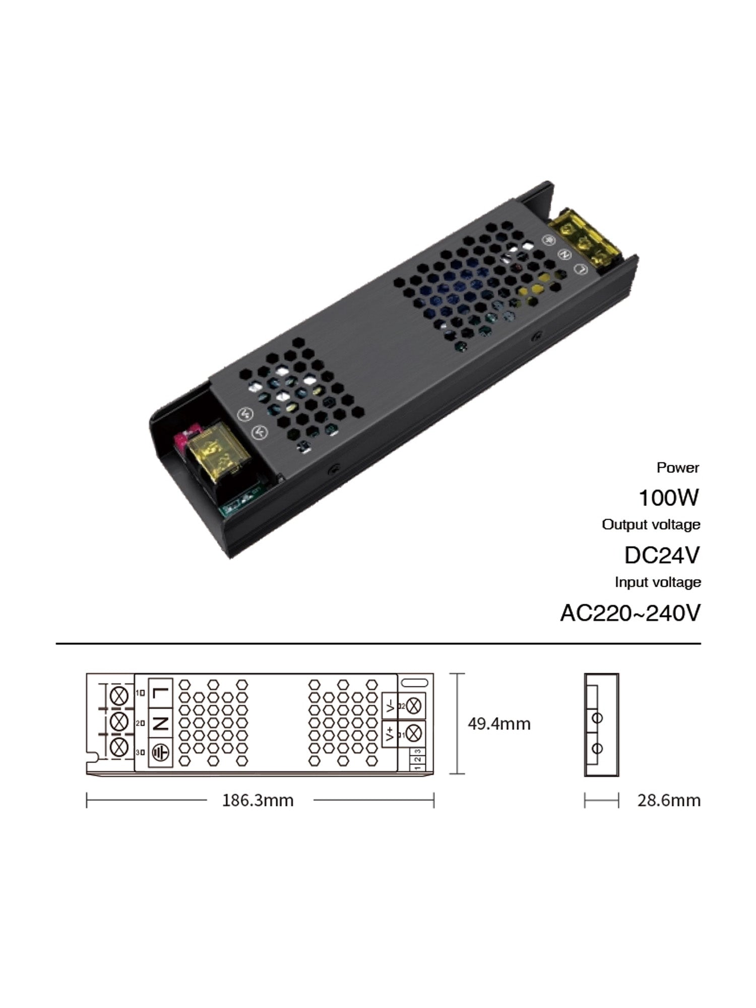 Alimentatore DC 24V 100W DIMMERABILE DIP Immagine principale del prodotto