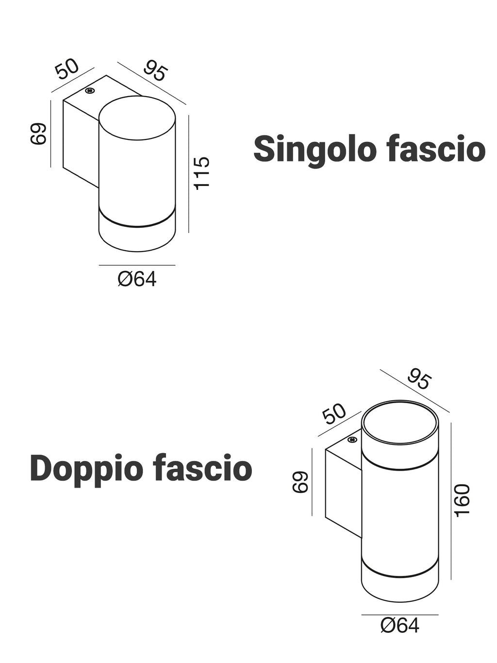 Applique GU10 Esterno Singolo / Doppio fascio di luce Lily
