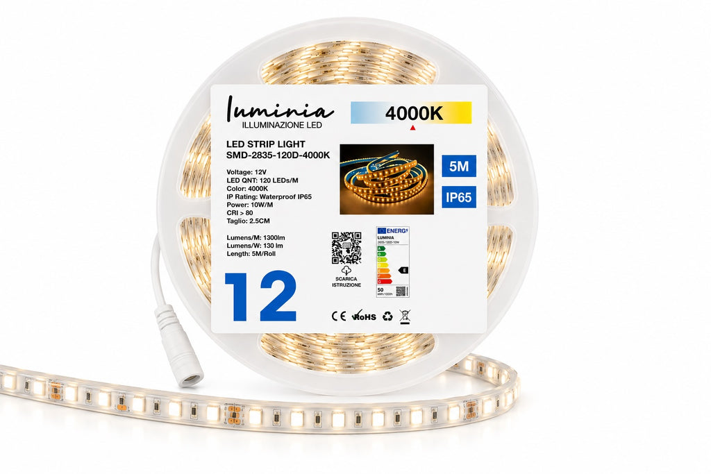 12V STRISCIA LED 2835 10W 5MT IP65 💧