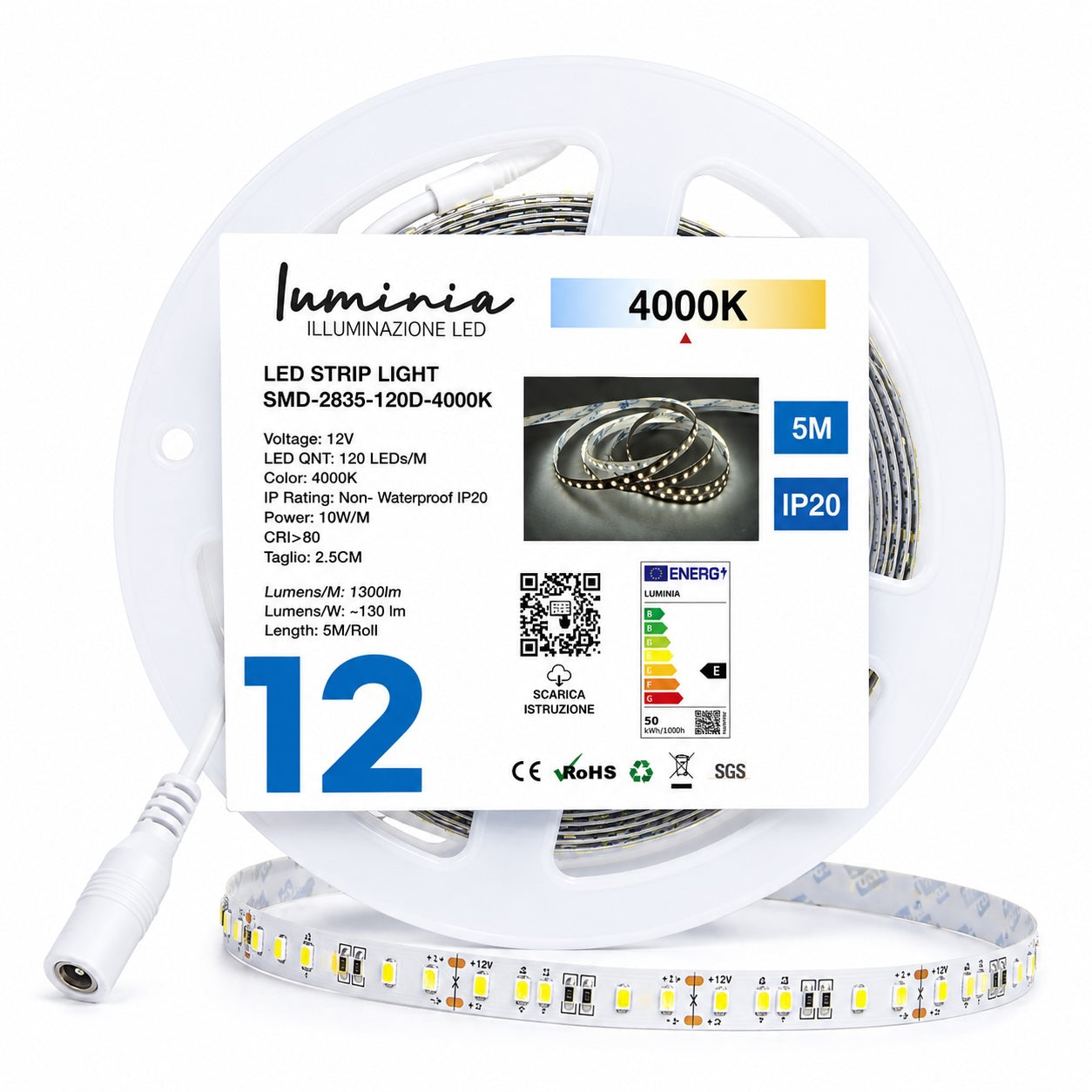 12V STRISCIA LED 2835 10W 5MT Immagine secondaria del prodotto