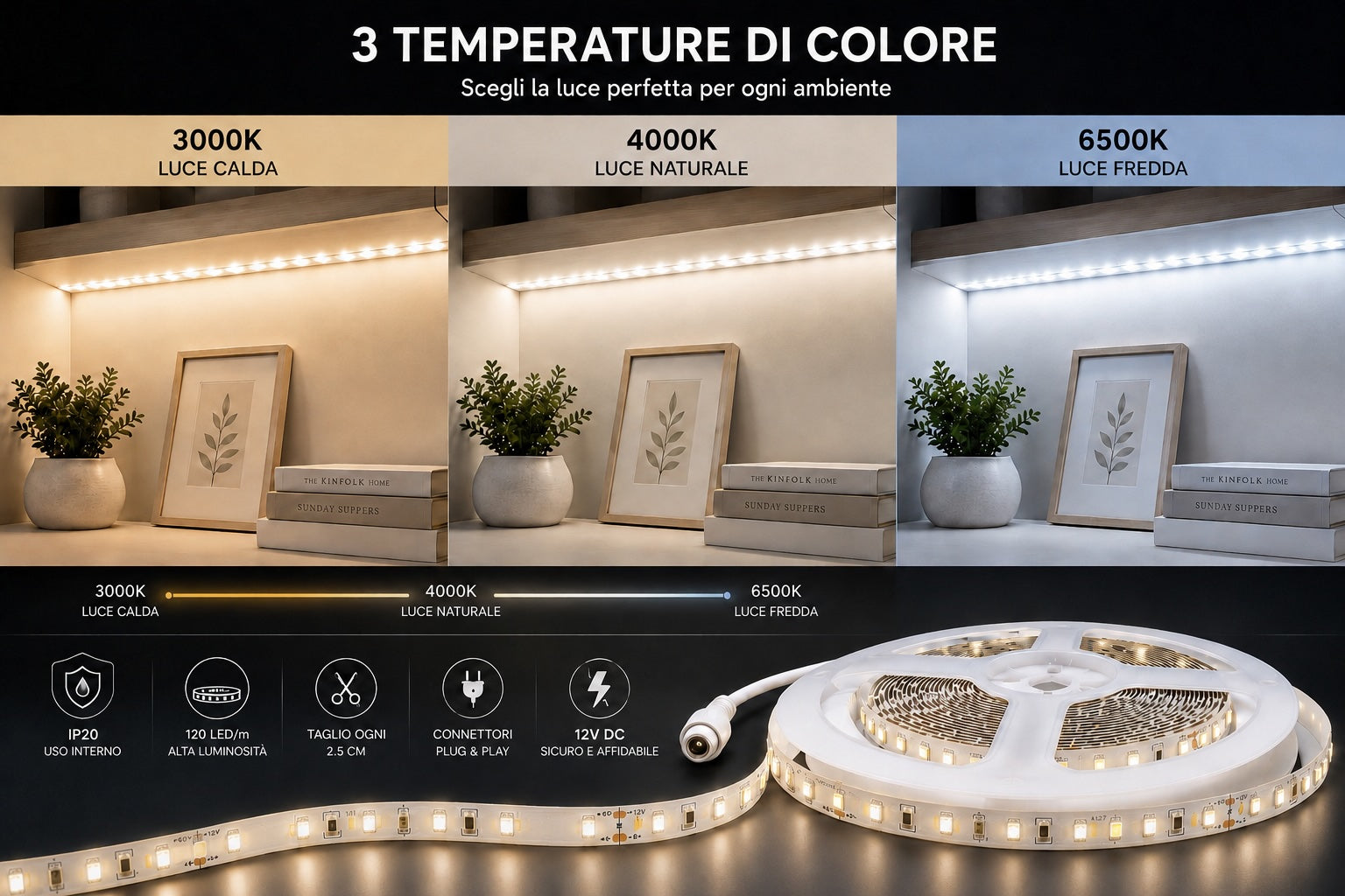 12V STRISCIA LED 2835 10W 5MT IP65 💧 Immagine secondaria del prodotto