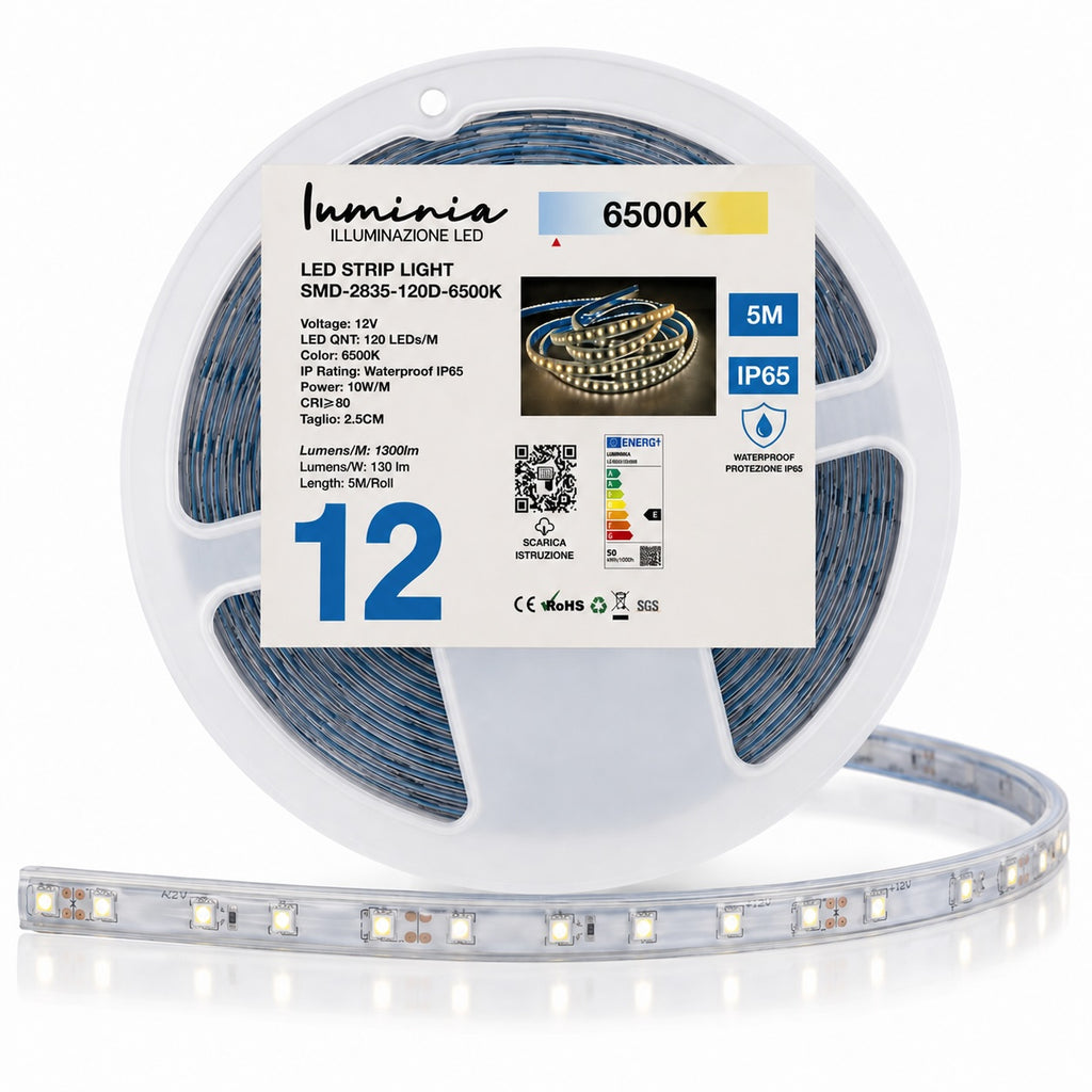 12V STRISCIA LED 2835 10W 5MT IP65 💧