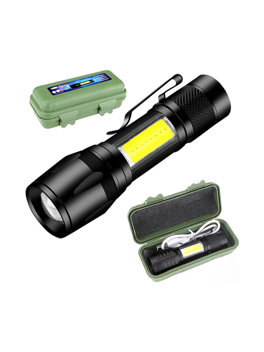 Mini Torcia LED Ricaricabile DC10, 400 Lumen, 5 Modalità, Con Clip E Mini Torcia LED Ricaricabile DC10, 400 Lumen, 5 Modalità, Con Clip E