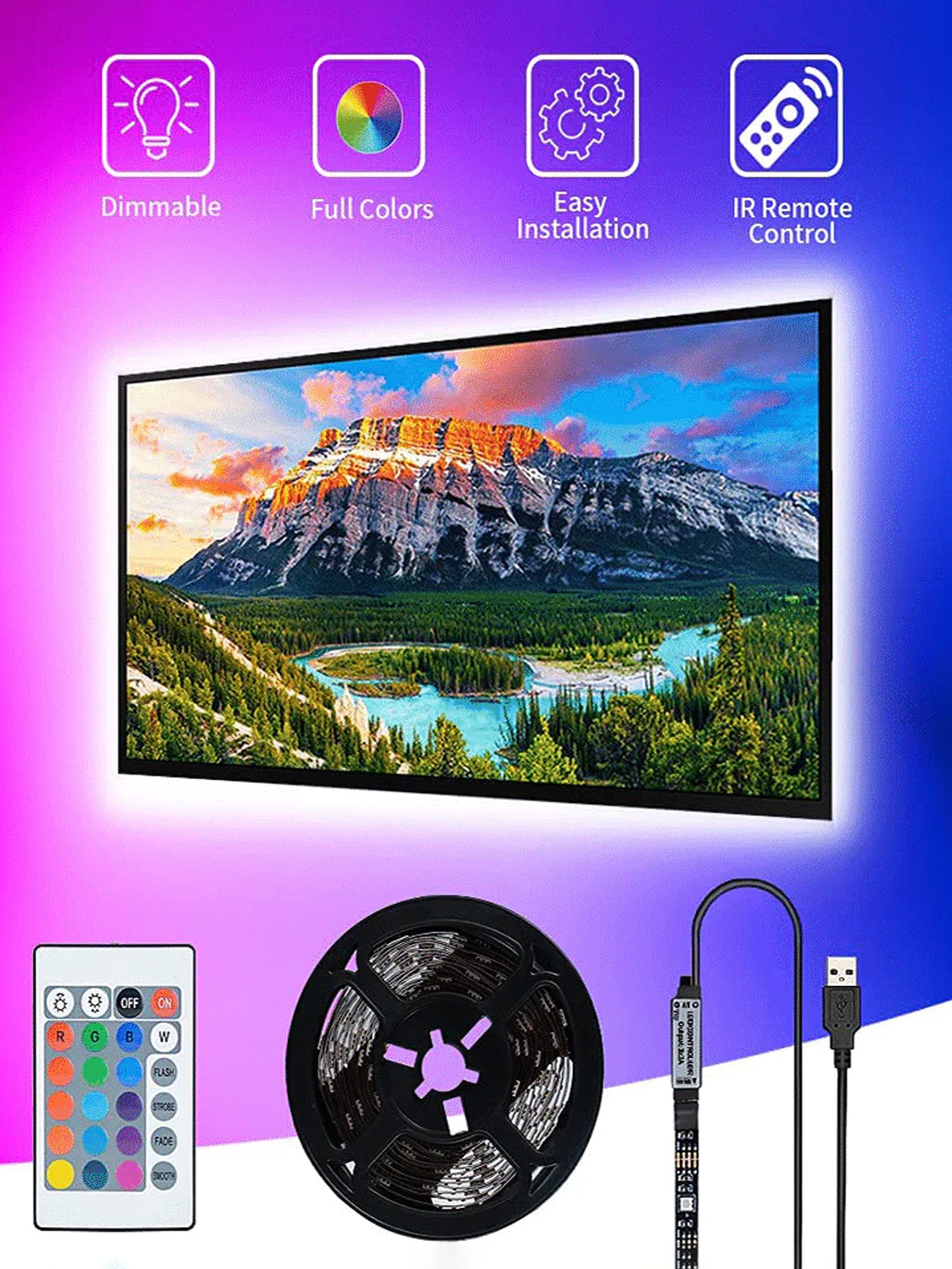 STRISCIA LED USB, RETROILLUMINAZIONE TV Immagine principale del prodotto