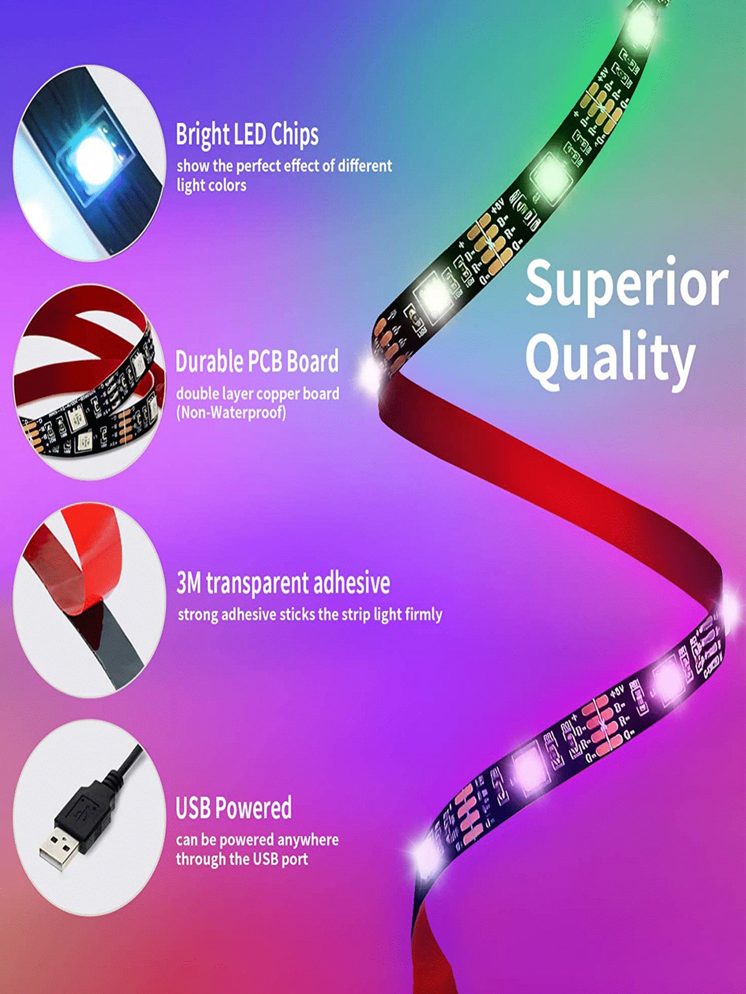 STRISCIA LED USB, RETROILLUMINAZIONE TV