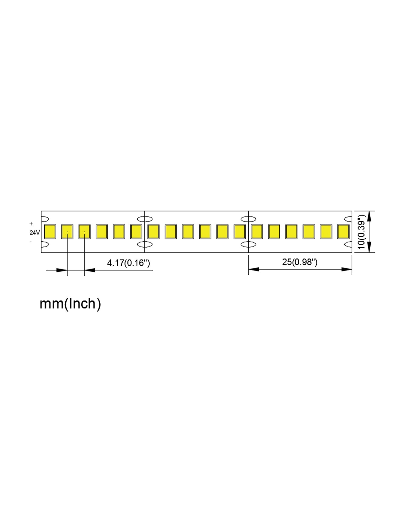 24V Striscia LED 2835 240L 16W/m 1600lm/w Larghezza 10mm 5mt