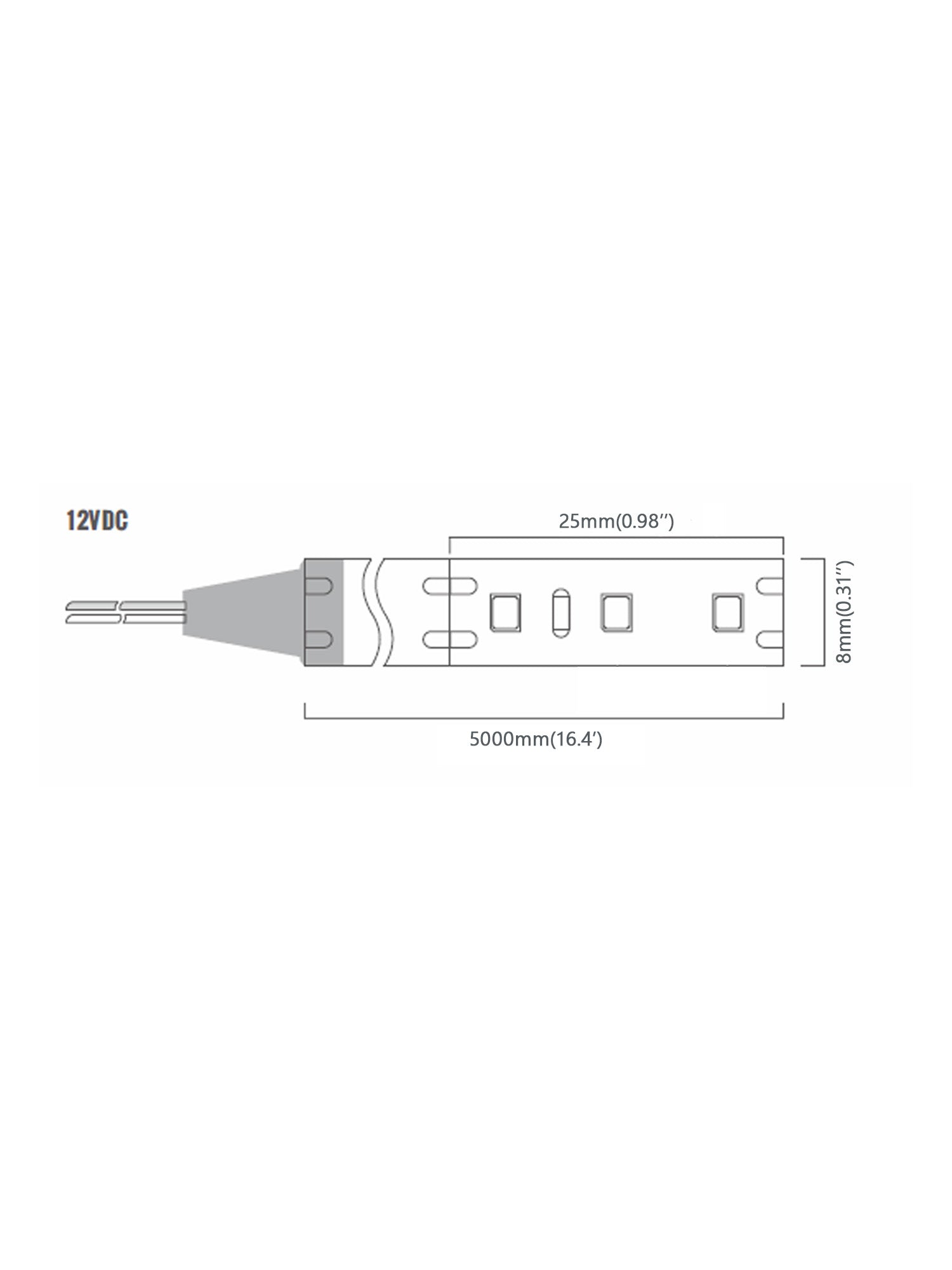 12V Striscia LED 2835 120L 10W/m 800lm/m 5mt Larghezza 8mm