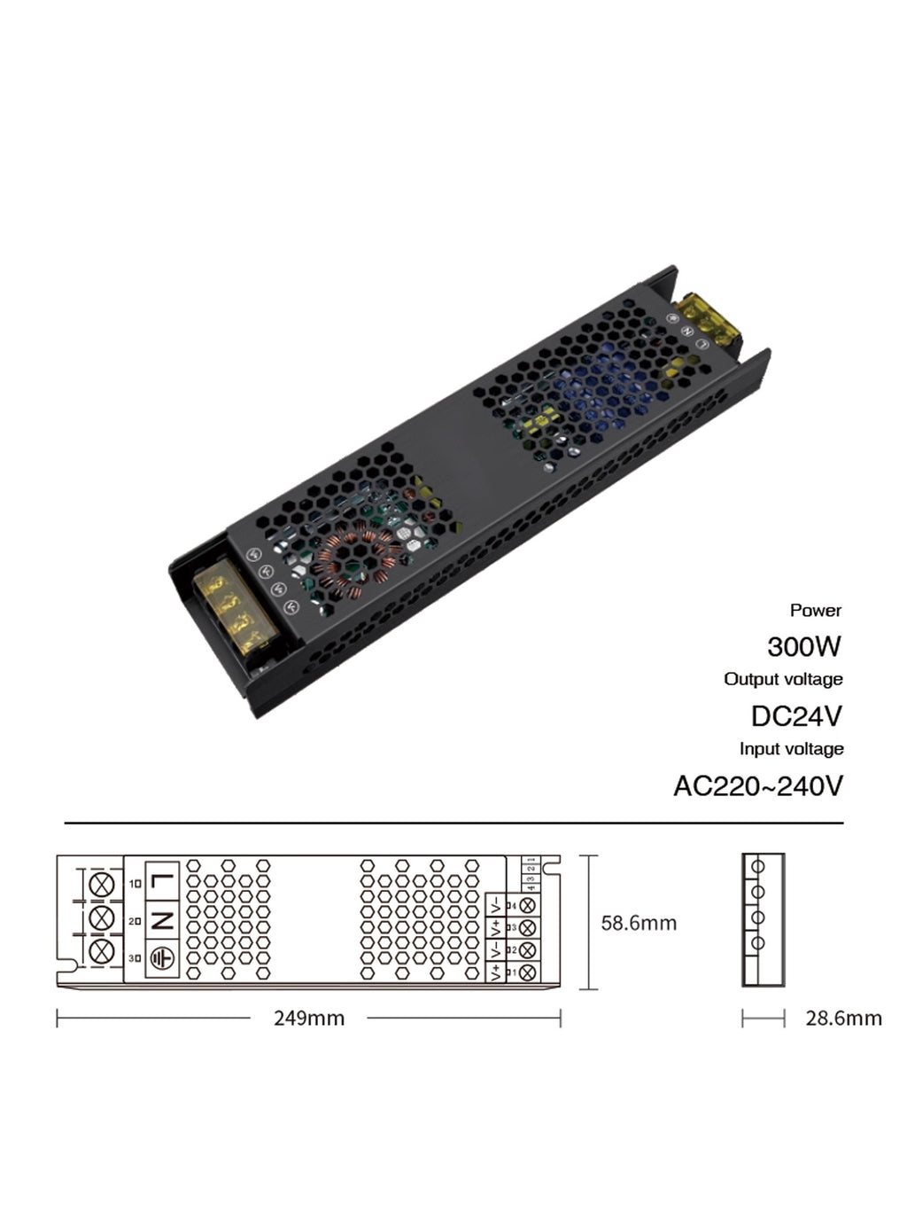 Alimentatore DC 24V 300W DIMMERABILE DIP