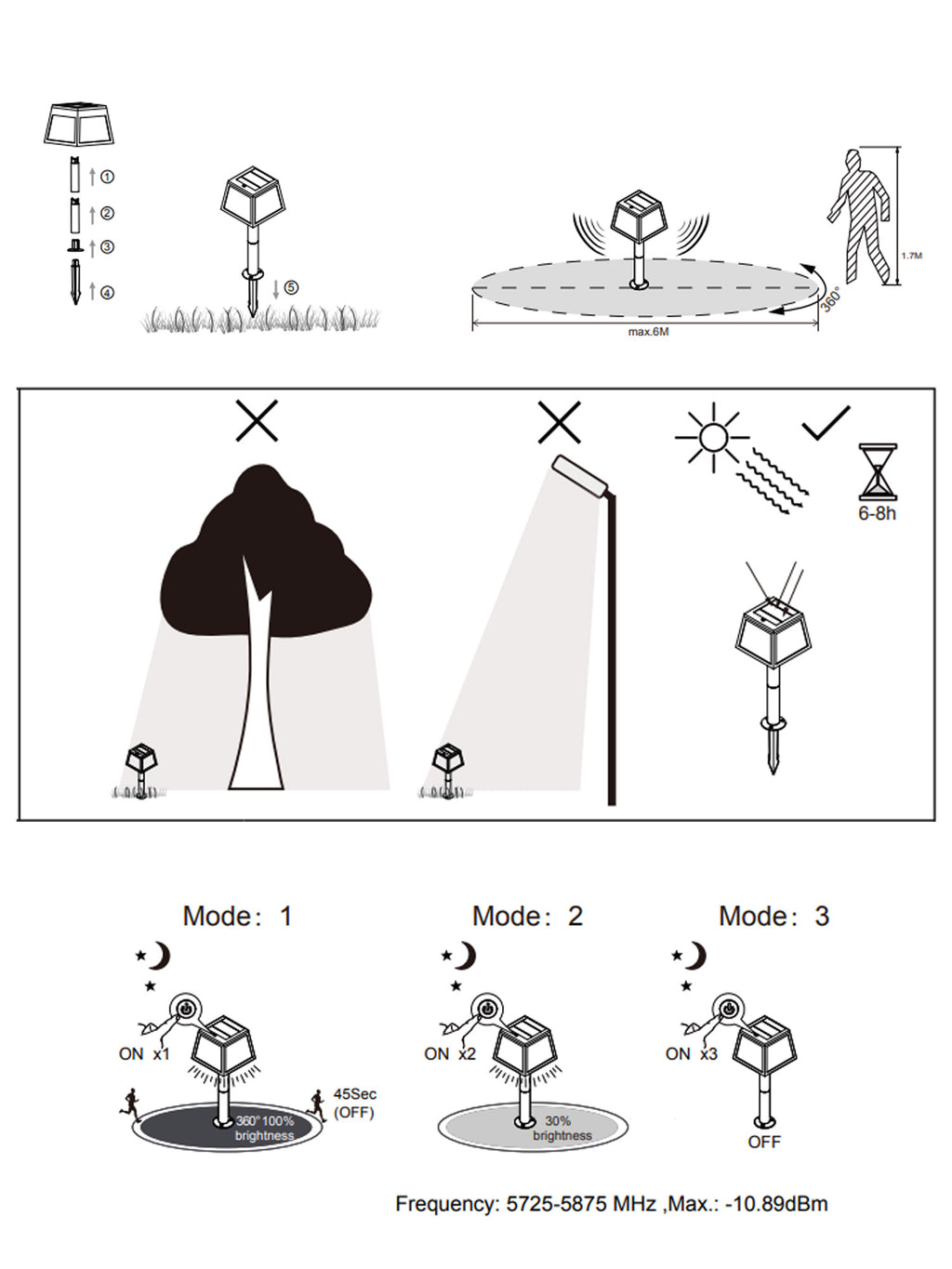 Paletto LED Solare Giardino con Sensore ALTILIA 56cm