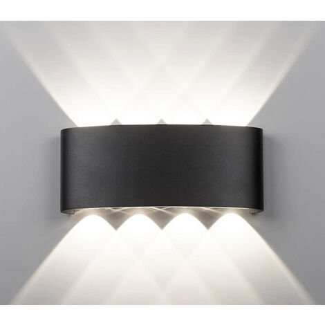Applique da Parete Moderno 8LED IP44 Nero 3000K