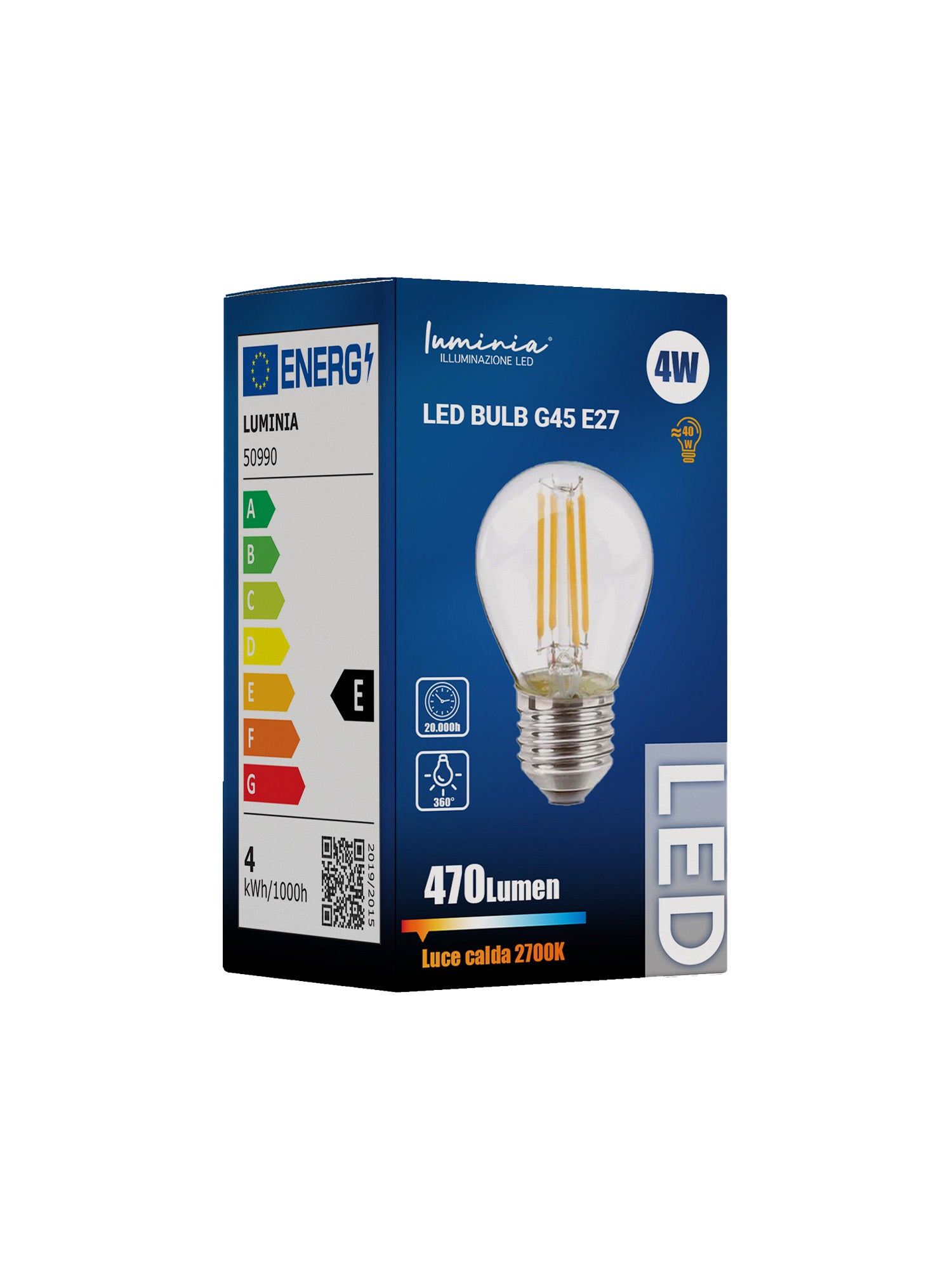 Lampadina LED Filamento G45 E27 4W 2700K Immagine principale del prodotto