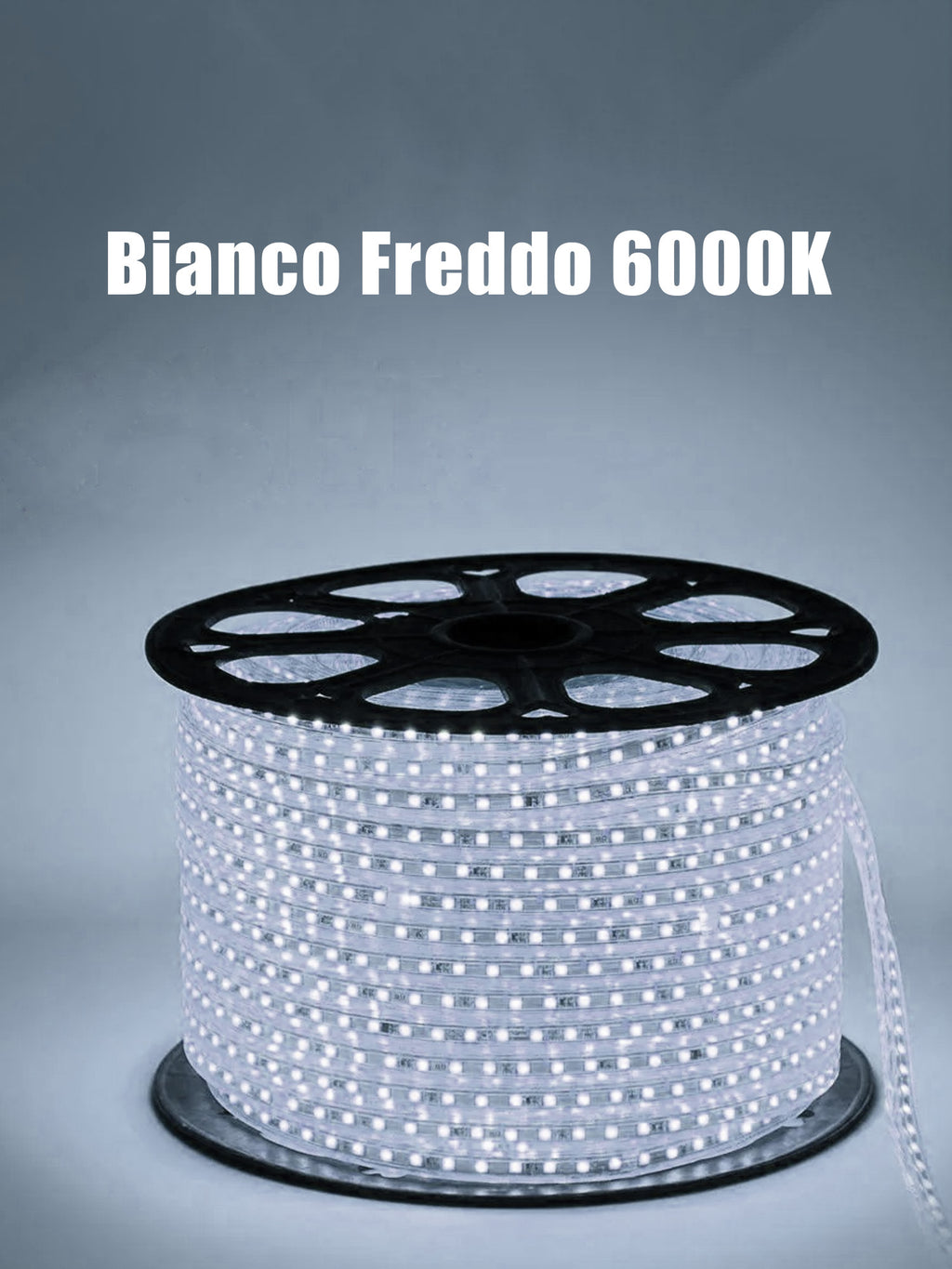 Striscia LED 220V SMD5050 60LED/m IP67 su Misura Luce Bianca/Blu