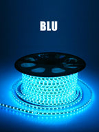 Striscia LED 220V SMD5050 60LED/m IP67 su Misura Luce Bianca/Blu