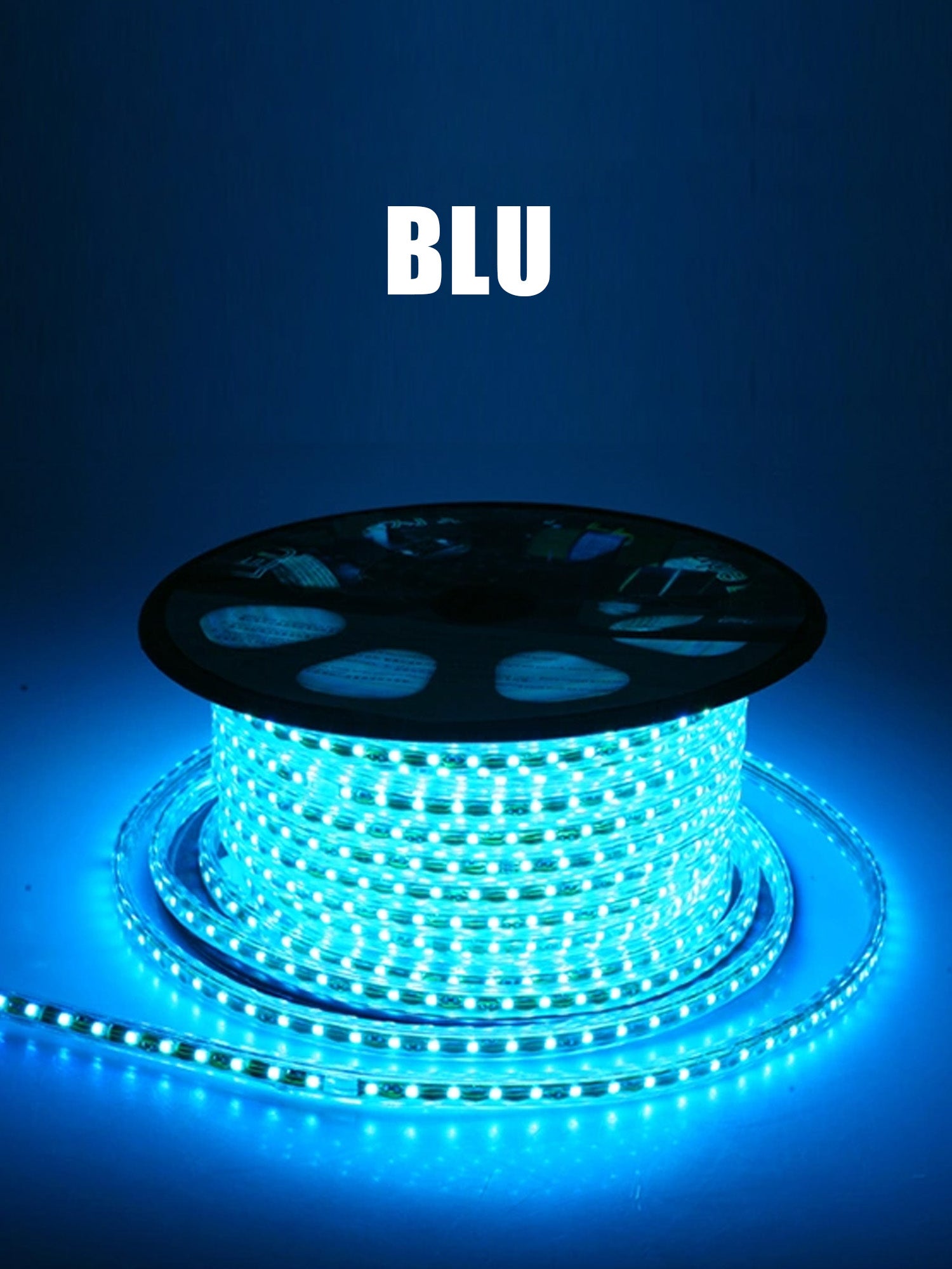 Striscia LED 220V SMD5050 60LED/m IP67 su Misura Luce Bianca/Blu