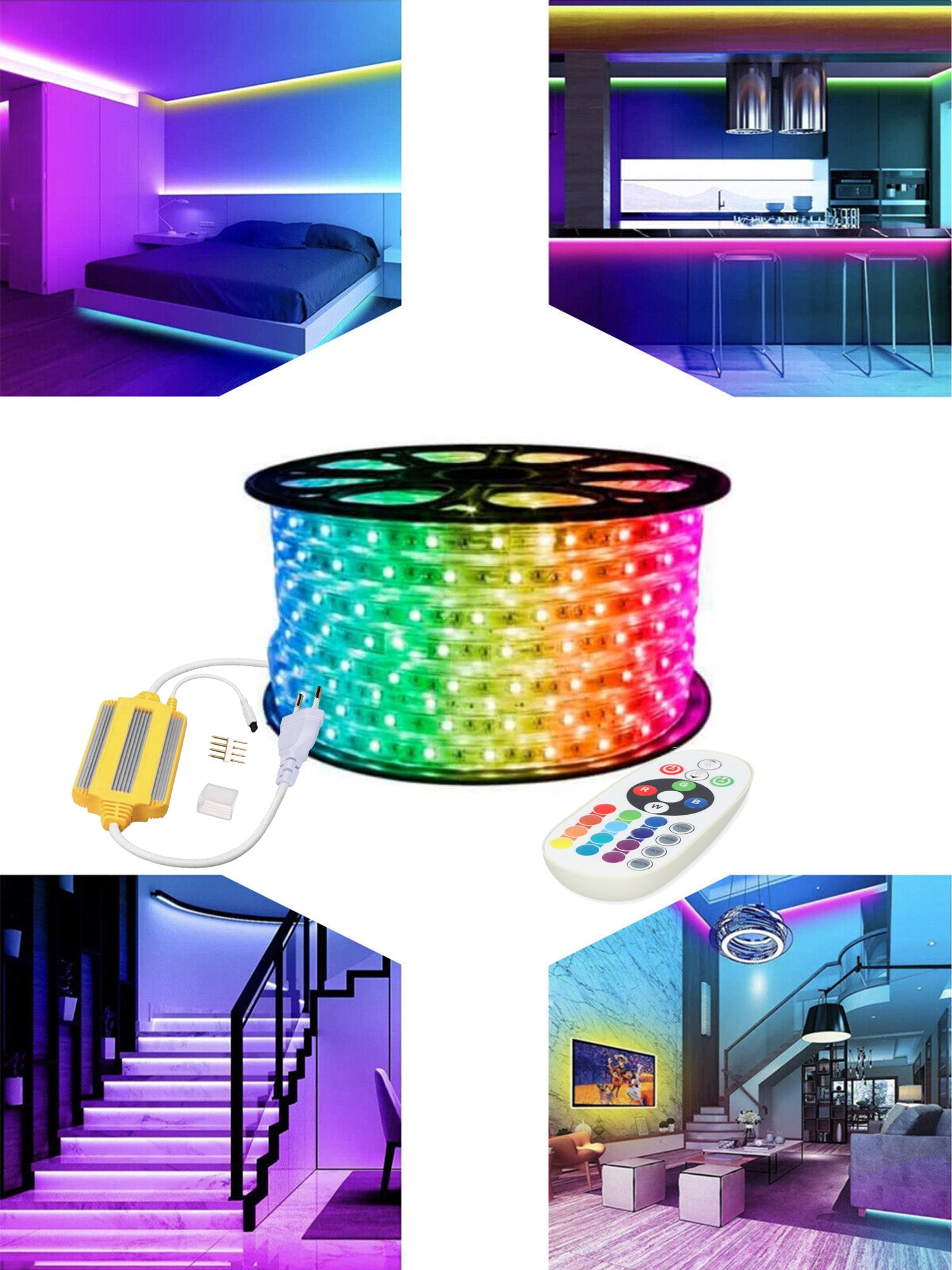 Striscia LED 220V SMD5050 RGB 60LED/m IP67 su Misura