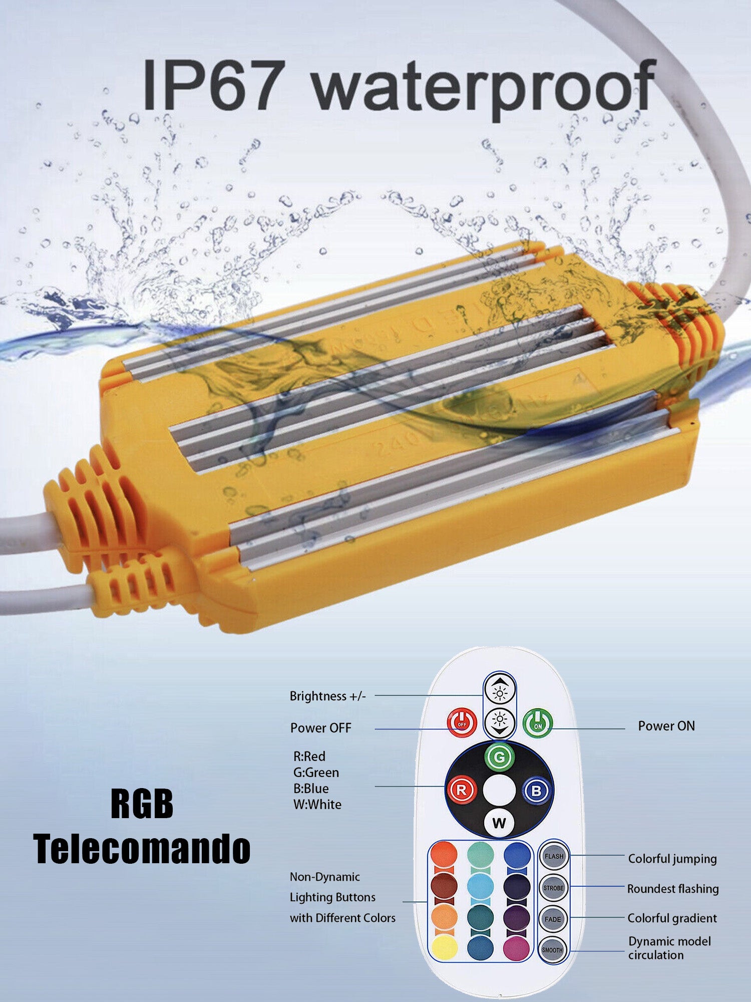 Striscia LED 220V SMD5050 RGB 60LED/m IP67 su Misura