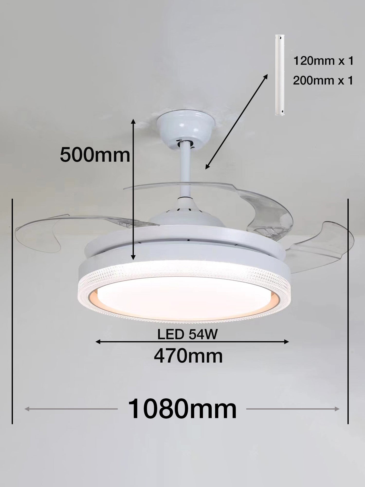 Ventilatore da Soffitto a Luce LED con Pale Pieghevoli 8973 – Luminia Led