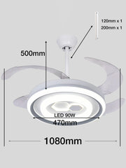 Ventilatore da Soffitto a Luce LED con Pale Pieghevoli 9090