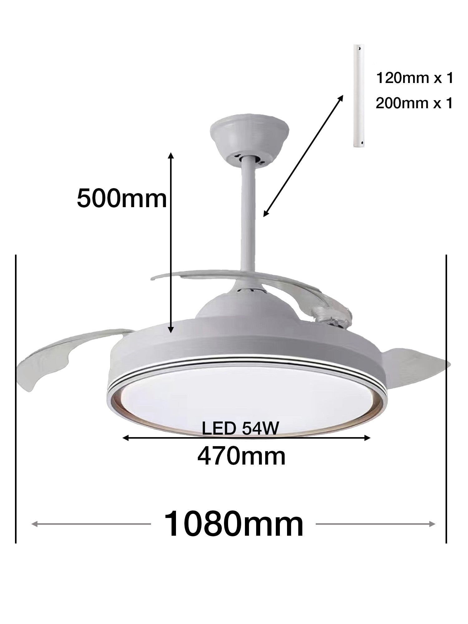 Ventilatore da Soffitto a Luce LED con Pale Pieghevoli 8950