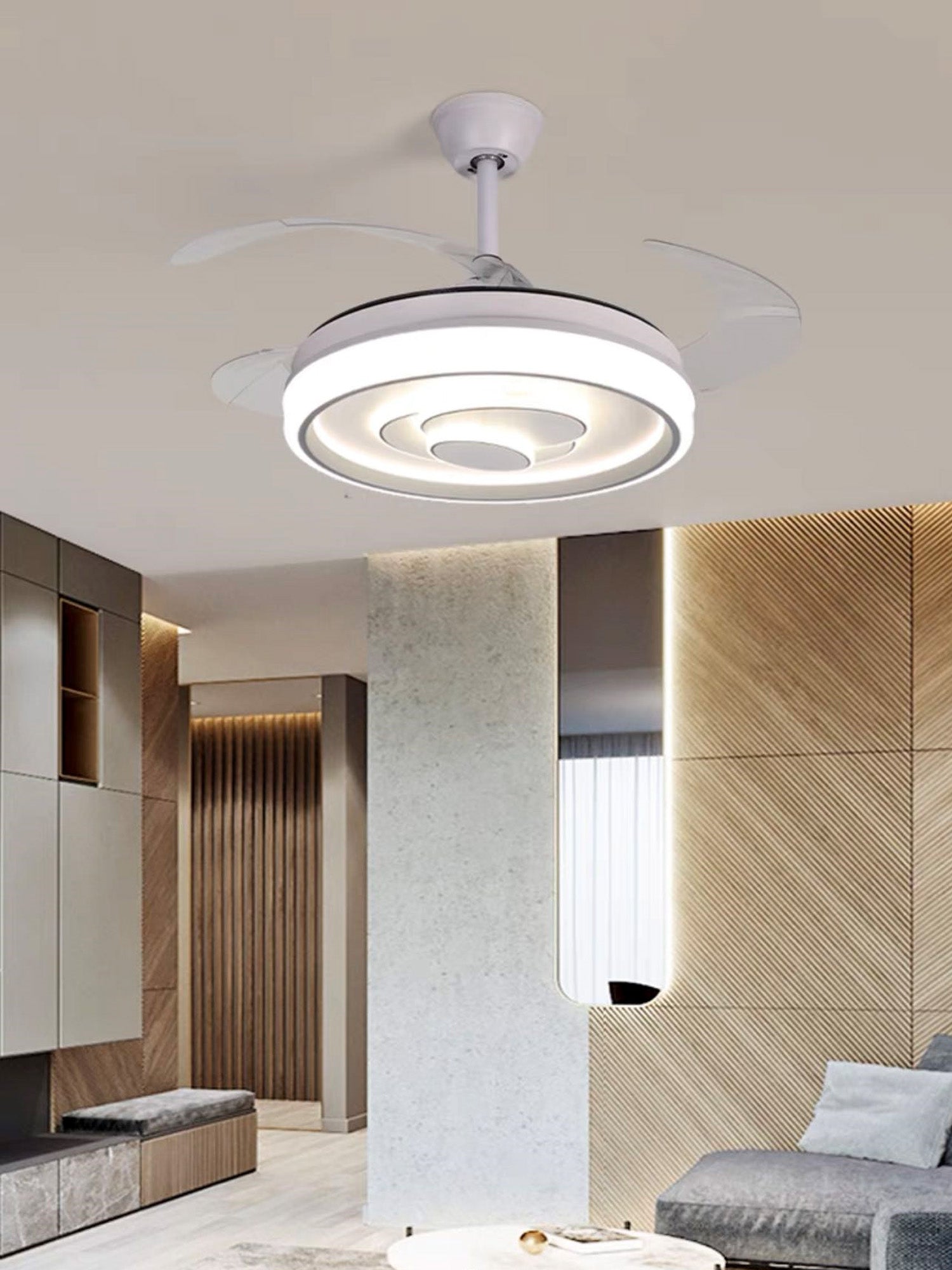 Ventilatore Da Soffitto LED Con Lampada Moderno Anello Spirale Tipo Ventilatore Da Soffitto LED Con Lampada Moderno Anello Spirale Tipo