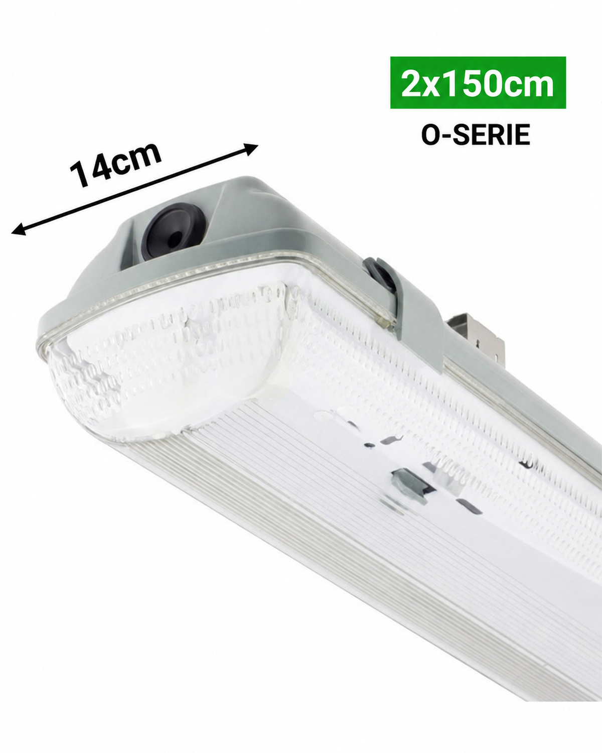 Plafoniera stagna per tubi LED T8 doppia 2x150cm 14cm Immagine principale del prodotto