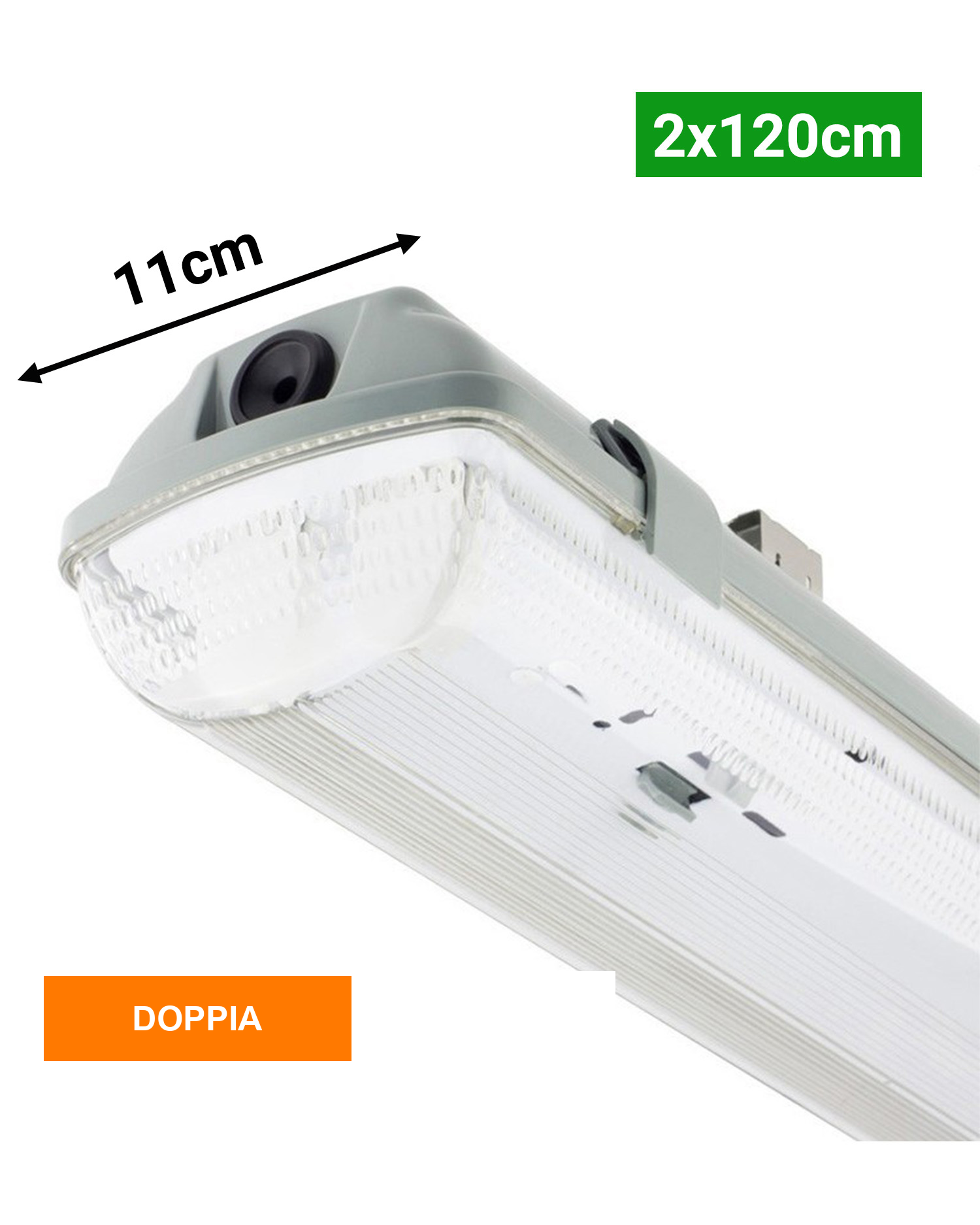 Plafoniera stagna per tubi LED T8 doppia 2x120cm