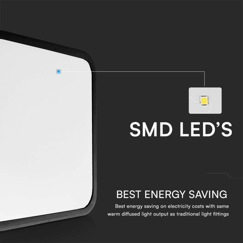 Plafoniera LED Chip Samsung Quadrata 18W 100LM/W Colore Nero 250mm 4000K IP44