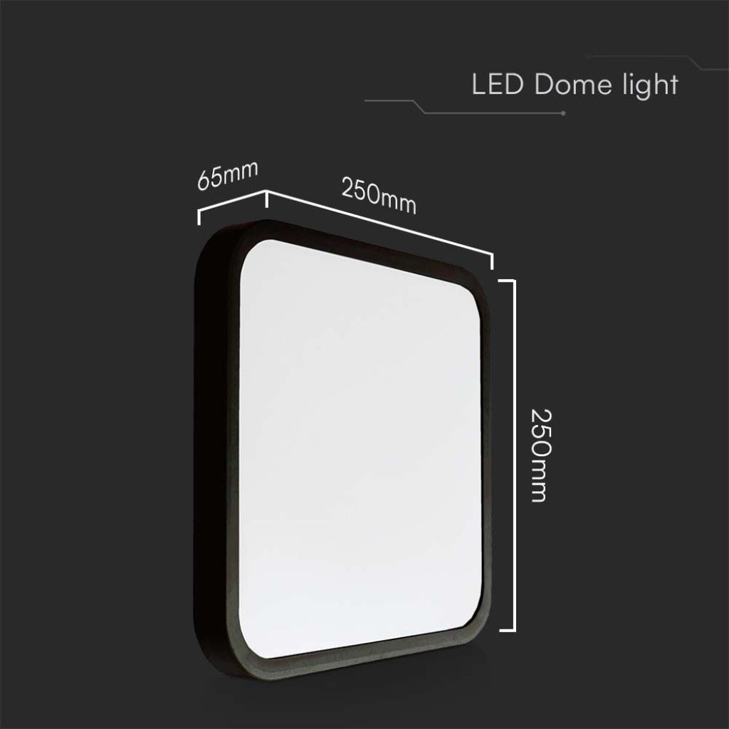 Plafoniera LED Chip Samsung Quadrata 18W 100LM/W Colore Nero 250mm 4000K IP44