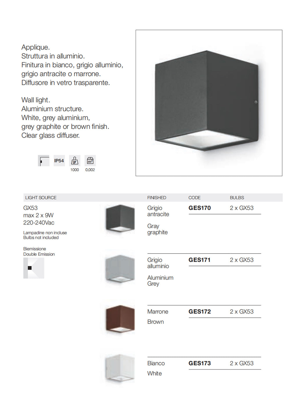 Applique LED Esterno Doppio fascio di luce Apo