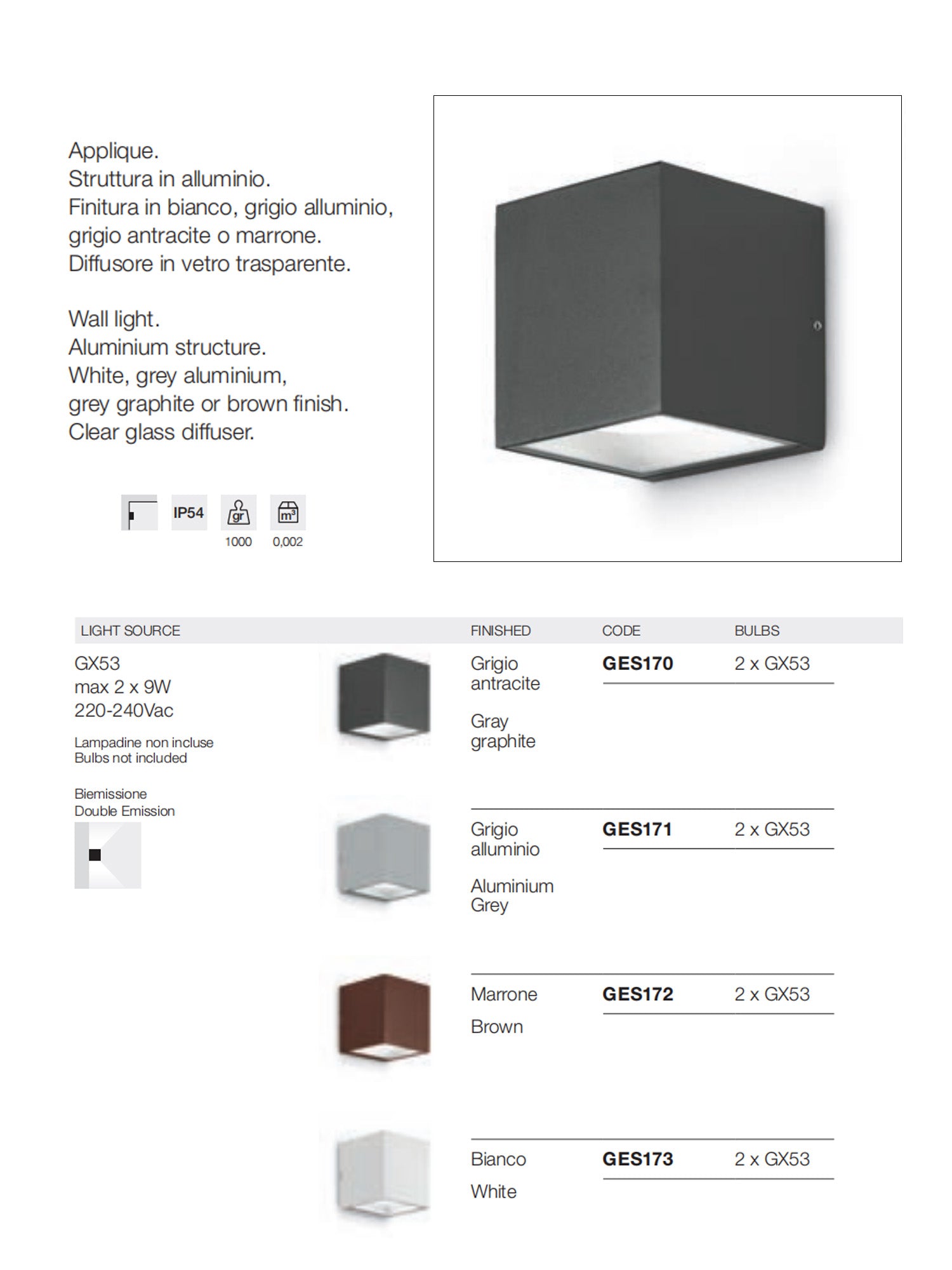 Applique LED Esterno Doppio fascio di luce Apo