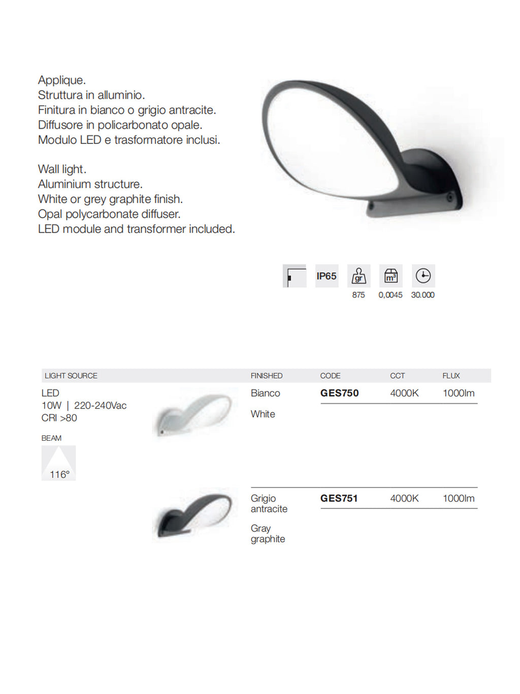 Applique LED Esterno 10W Iris