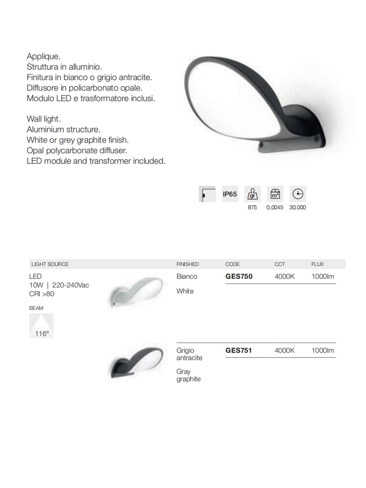 Applique LED Esterno 10W Iris