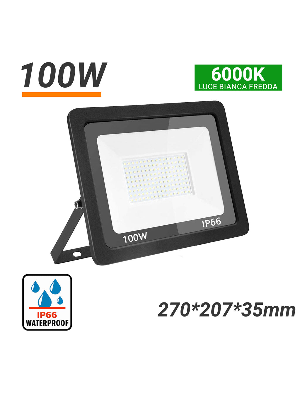 FARO LED ESTERNO IP65 100W  FREDDA 6000K LUMINIA SKU:51294