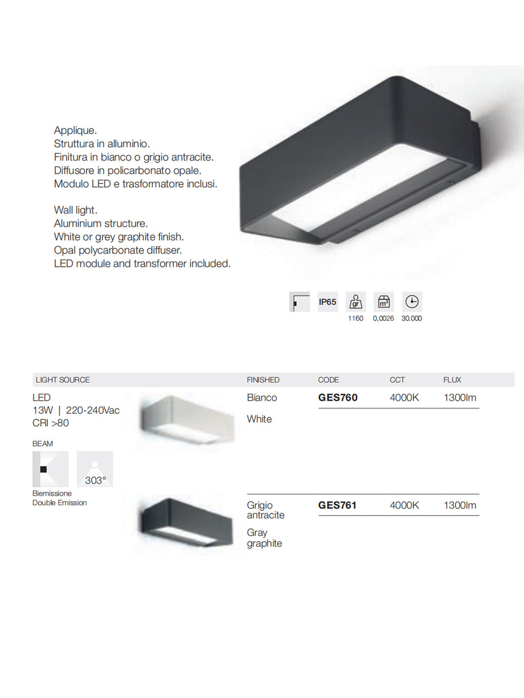 Applique LED Esterno 13W Haru