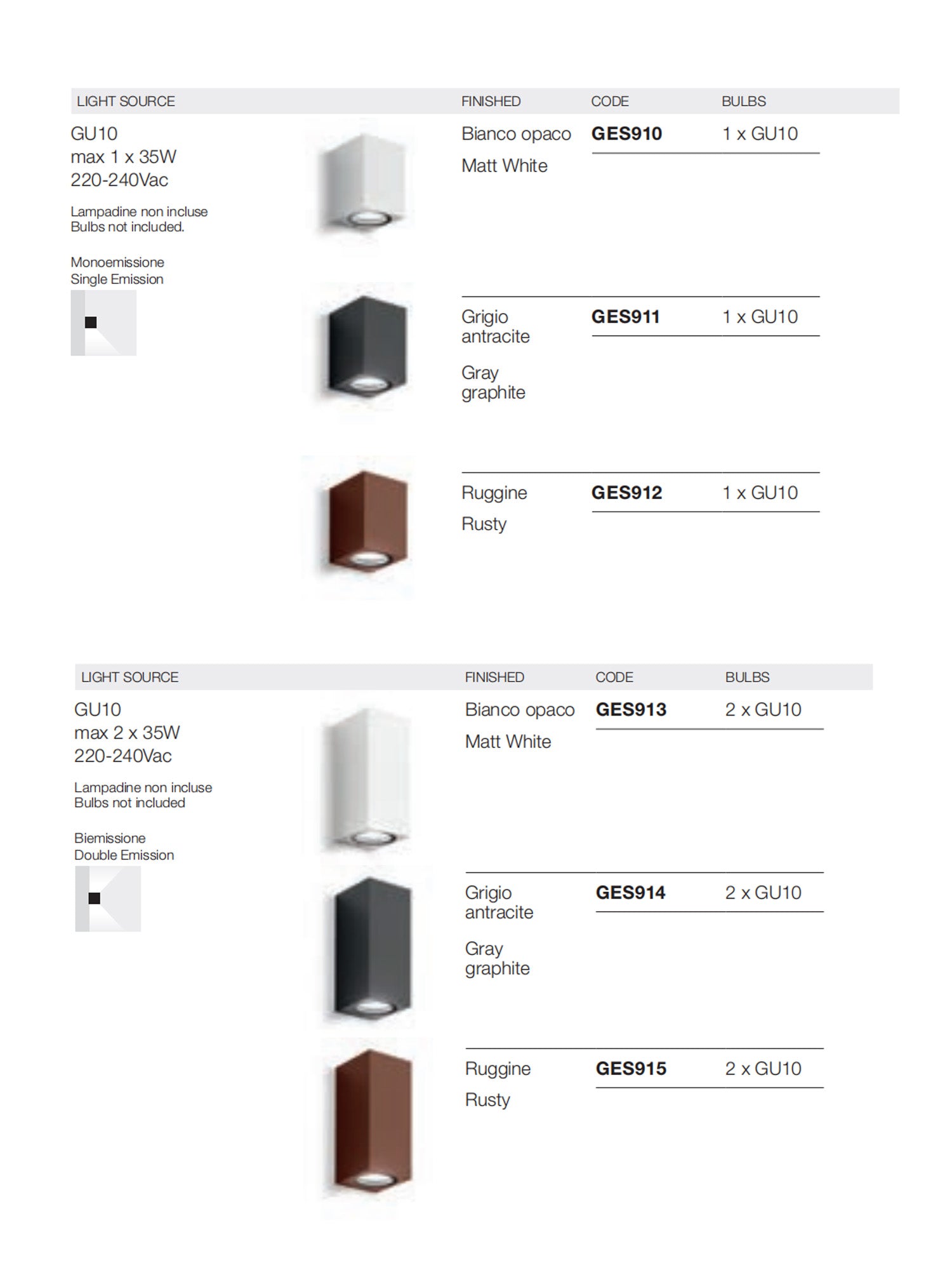 Applique GU10 Esterno Singolo / Doppio fascio di luce Shin