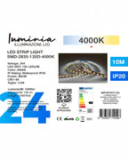 24V Striscia LED 2835 120L 10W/m 130lm/w Larghezza 8mm 10mt BD15 3000k/4000k/6500k