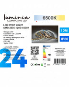 24V Striscia LED 2835 120L 10W/m 130lm/w Larghezza 8mm 10mt BD15 3000k/4000k/6500k