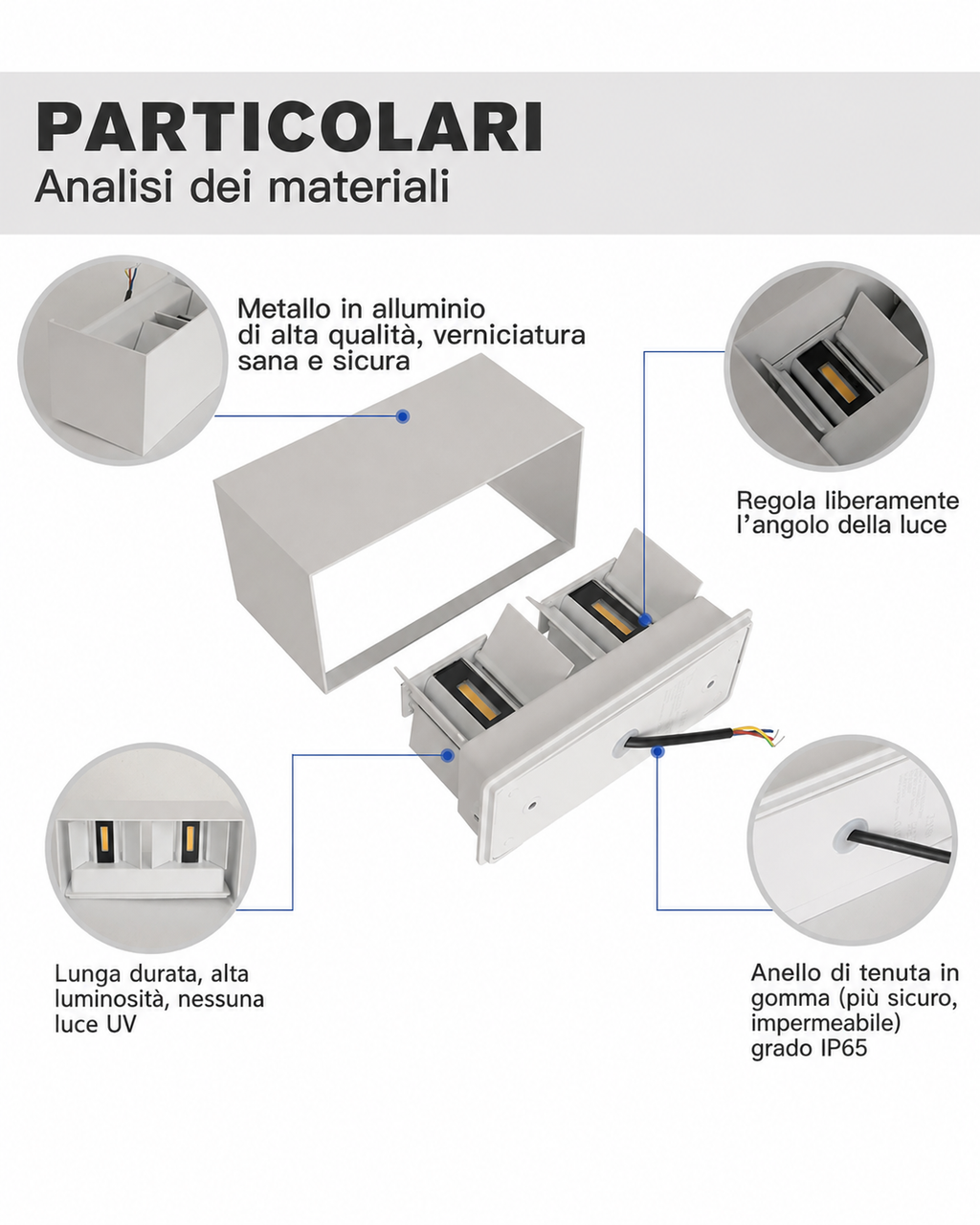 Applique LED esterno 24W CCT fascio regolabile IP65