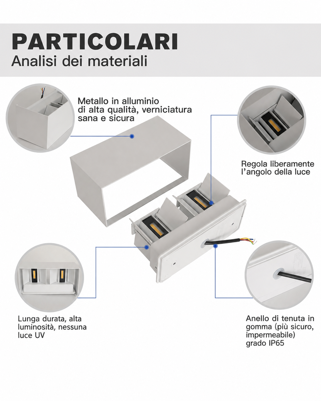 Applique LED esterno 24W CCT fascio regolabile IP65